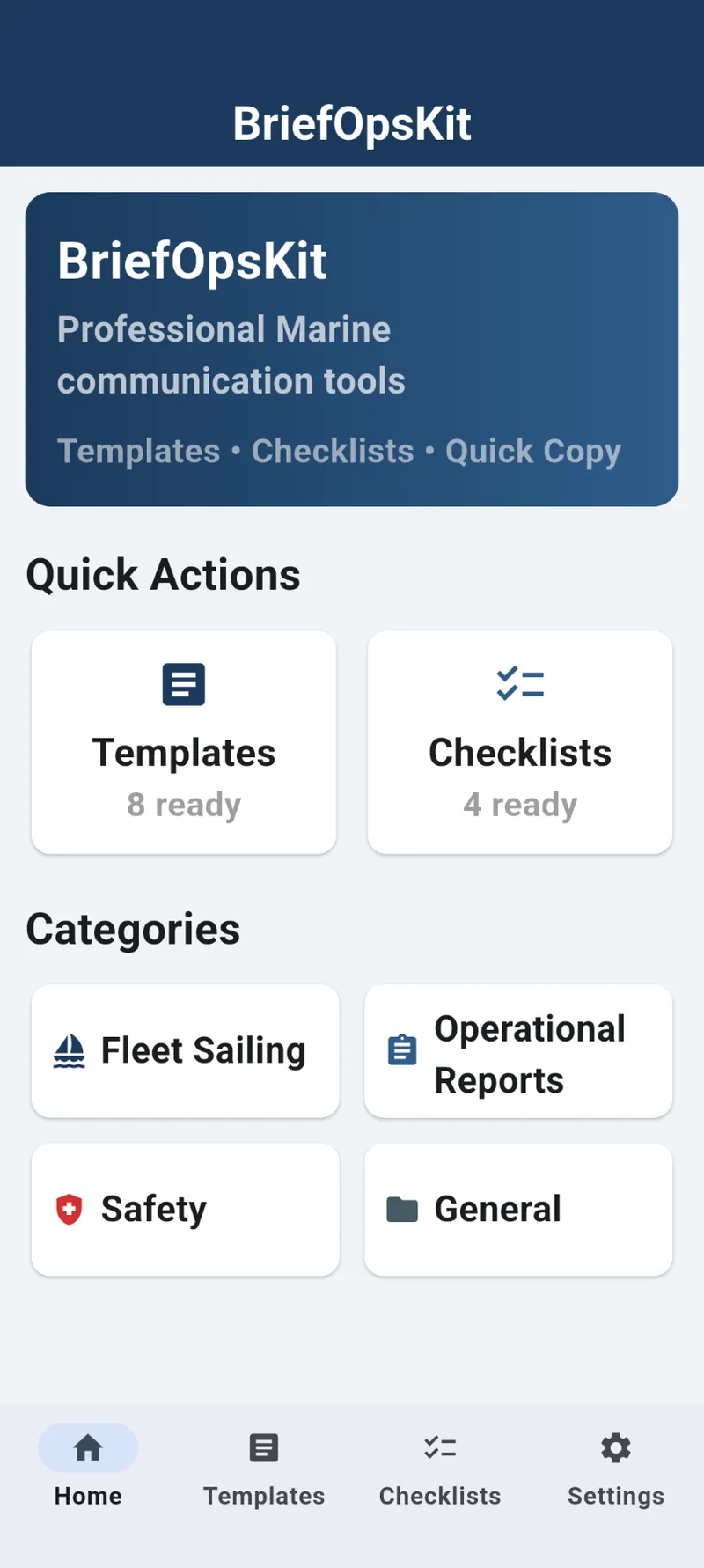BriefOpsKit templates: Admin, Training, Ops