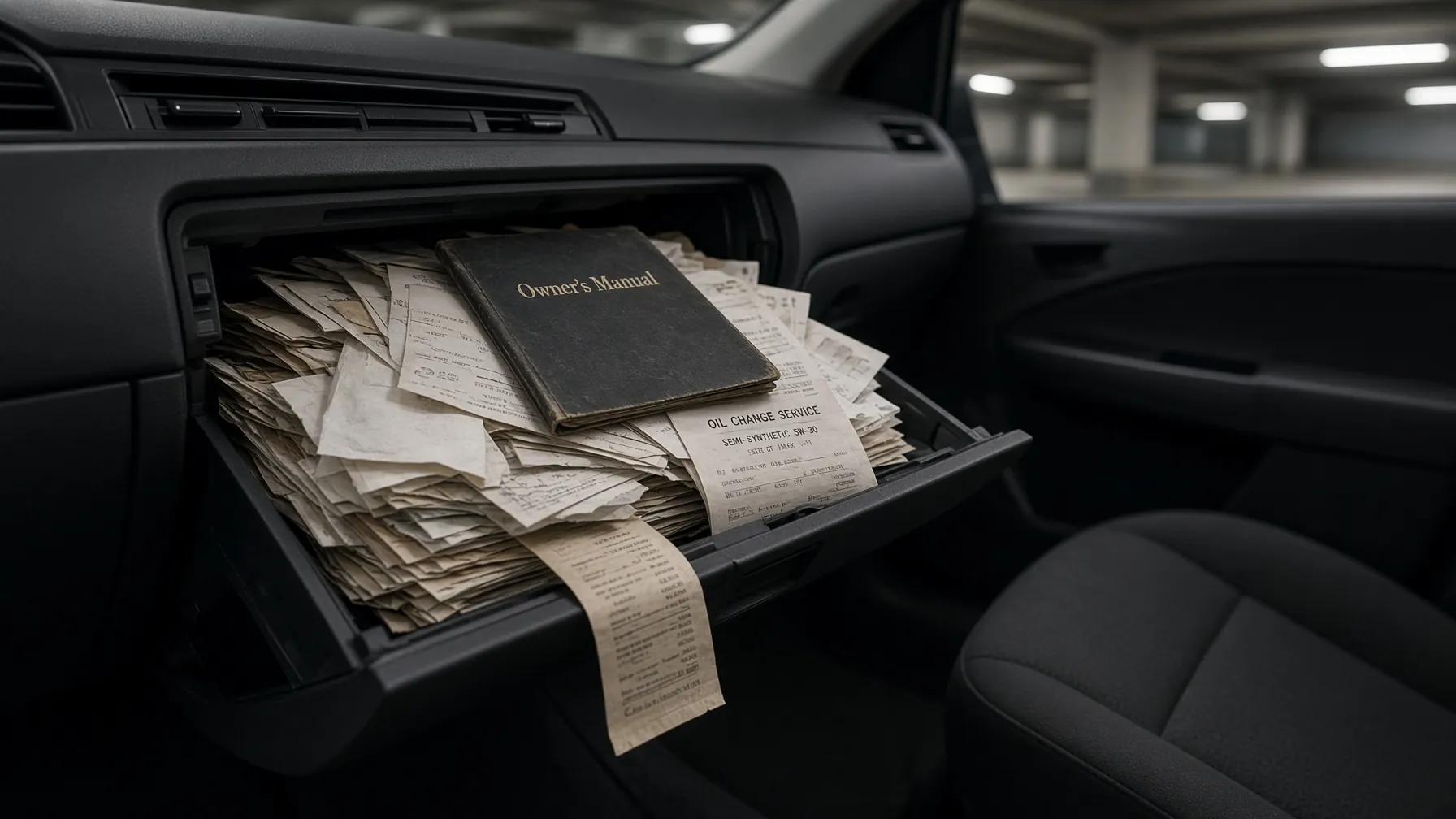 Glovebox exploded with oil-change receipts