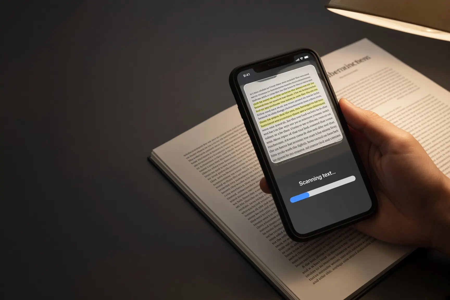 Smartphone scanning printed text from a page